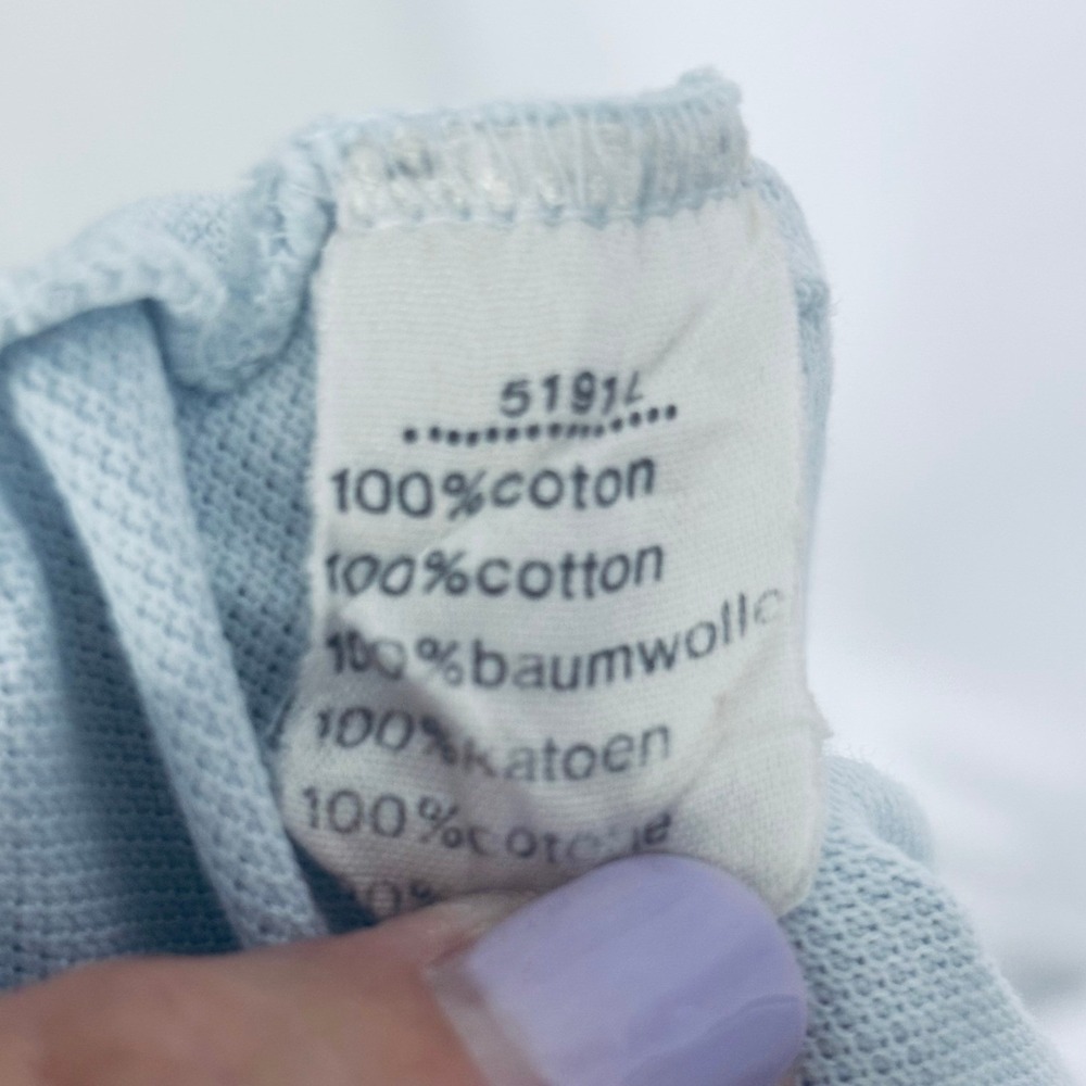 Lacoste Mens Vintage Made in France Light Blue Pique Cotton Polo | Size L (5) - Picture 5 of 6